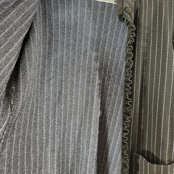 FRENCH RAGS vintage wool blend striped ruffle trim button front cardigan sweater - Picture 2 of 12